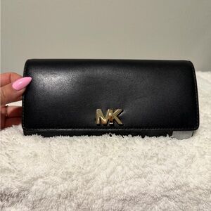 Michael Kors Black Leather Wallet with Gold Logo